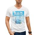 Frutiger Aero Aesthetic Tech Kawaii Milk Underwater Fishes Raglan Baseball Tee Men's V-Neck T-Shirt Frutiger Aero Aesthetic Tech Kawaii Milk Underwater Fishes Raglan Baseball Tee Men's V-Neck T-Shirt
