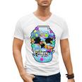 Frutiger Aero Aesthetic Tech Skull Computer Fishes Men's V-Neck T-Shirt