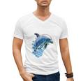 Frutiger Aero Splashy Dolphin Y2k Aesthetic Graphic Premium Men's V-Neck T-Shirt Frutiger Aero Splashy Dolphin Y2k Aesthetic Graphic Premium Men's V-Neck T-Shirt