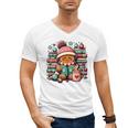 Gingerbread Reading Book Lovers Christmas Bookworm Librarian Premium Men's V-Neck T-Shirt