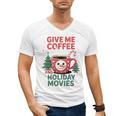 Give Me Coffee And Holiday Movies Introvert Christmas Men's V-Neck T-Shirt