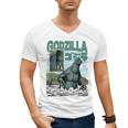 Godzilla Ocean Scene Comic Book Illustration Movie Monster Men's V-Neck T-Shirt