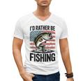 I'd Rather Be Fishing Bass Fish Dad Joke American Flag Men's V-Neck T-Shirt I'd Rather Be Fishing Bass Fish Dad Joke American Flag Men's V-Neck T-Shirt