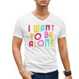 Introvert I Want To Be Alone Retro Wavy Men's V-Neck T-Shirt