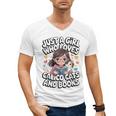 Kawaii Cat And Books Just A Girl Who Loves Both Men's V-Neck T-Shirt Kawaii Cat And Books Just A Girl Who Loves Both Men's V-Neck T-Shirt
