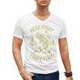Men Here-Fishy Bass Fish Dad Fishing From Daughter Son Men's V-Neck T-Shirt