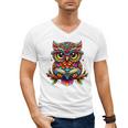 Owl With Glasses And Book Reading Men's V-Neck T-Shirt