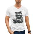 Raccoon With Book Cute Raccoons Reading Books Men's V-Neck T-Shirt