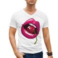 Rainbow Lips With a Cherry In The Mouth 80s Nostalgia Premium Tri-Blend Men's V-Neck T-Shirt Rainbow Lips With a Cherry In The Mouth 80s Nostalgia Premium Tri-Blend Men's V-Neck T-Shirt