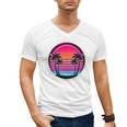 Retro 80s Synthwave Sunset & Palm Trees Retro Nostalgia 80s Men's V-Neck T-Shirt