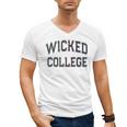 Retro Anti Social WICKED COLLEGE Introvert Stay Away From Me Men's V-Neck T-Shirt