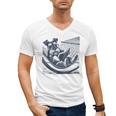 Schnauzer Hammock Reading Book Schnauzer Glasses Men's V-Neck T-Shirt