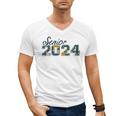 Senior Graduation Class Of 2024 Cute Senior 2024 Flowers Men's V-Neck T-Shirt