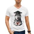 Siberian Husky Dog Graduation Cap Training School Graduate Men Women Kids Men's V-Neck T-Shirt