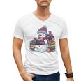 Snowman Reading Book Lovers Christmas Bookworm Librarian Men's V-Neck T-Shirt Snowman Reading Book Lovers Christmas Bookworm Librarian Men's V-Neck T-Shirt
