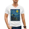 Van Gogh Starry Night Fantasy Reader Dragon Reading Book Men's V-Neck T-Shirt