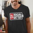 1 Social Battery Sarcastic Introverted Men Women Men's V-Neck T-Shirt