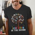 100 Days Of School 100th Day In The Books Reading Teacher Men's V-Neck T-Shirt 100 Days Of School 100th Day In The Books Reading Teacher Men's V-Neck T-Shirt