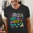 1980s 80's Baby 1990s 90's Made Me Birthday Nostalgia Vibes Men's V-Neck T-Shirt