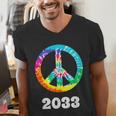 2033 Graduation Class Year Tie Dye Peace Sign Men's V-Neck T-Shirt