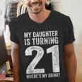 21st Birthday Dad Mom 21 Year Old Daughter Family Squad Men's V-Neck T-Shirt