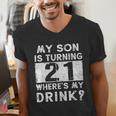 21st Birthday Dad Mom 21 Year Old Son Matching Family Men's V-Neck T-Shirt
