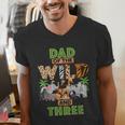 3rd Birthday Zoo Safari Jungle Dad Of The Wild And Three Men's V-Neck T-Shirt 3rd Birthday Zoo Safari Jungle Dad Of The Wild And Three Men's V-Neck T-Shirt