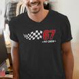 67 Pit Crew Six Seven Racing Birthday Race Car For Dad Mom Men's V-Neck T-Shirt