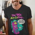 The 90s Are Calling Retro 90s Kid Nostalgia Gag Meme Men's V-Neck T-Shirt