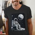 Aesthetic Spaceman Astronaut On The Moon Space Introvert Men's V-Neck T-Shirt