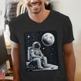 Aesthetic Spaceman Astronaut On The Moon Space Introvert Men's V-Neck T-Shirt Aesthetic Spaceman Astronaut On The Moon Space Introvert Men's V-Neck T-Shirt