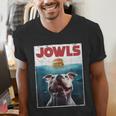 American Bulldog Jowls Burger Bully Dog Mom Dog Dad Men's V-Neck T-Shirt