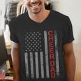 American Flag Cheer Dad Vintage Patriotic Father Cheerleader Men's V-Neck T-Shirt