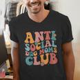 Anti Social Dog Moms Club Introvert Dog Mom Retro Men Women Men's V-Neck T-Shirt