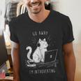 Antisocial Introvert Cat With Coffee On Computer Emo Goth Men's V-Neck T-Shirt Antisocial Introvert Cat With Coffee On Computer Emo Goth Men's V-Neck T-Shirt