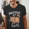 Anxious But Cute Anxiety Meme Cat Lover Introvert For Men Women Men's V-Neck T-Shirt Anxious But Cute Anxiety Meme Cat Lover Introvert For Men Women Men's V-Neck T-Shirt