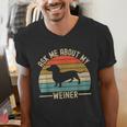 Ask Me About My Weiner Dachshund Dad Men's V-Neck T-Shirt