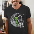 Astronaut Reading Book To Alien Moon Space Women Kids Men Men's V-Neck T-Shirt Astronaut Reading Book To Alien Moon Space Women Kids Men Men's V-Neck T-Shirt