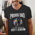 Autism Awareness For Proud Dad Support Autistic Kids Men's V-Neck T-Shirt