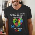 Autism Dad Of Autism Daughter Daddy Shirts Autistic Support Men's V-Neck T-Shirt