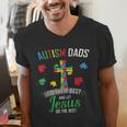 Autism Dad Son Father Autistic Kid Awareness Jesus Christian Men's V-Neck T-Shirt