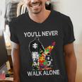 Autism Dad Support Alone Puzzle You'Ll Never Walk Men's V-Neck T-Shirt