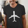 Aviation Geek Airplane Pilot Dad Husband Father's Day Xmas Men's V-Neck T-Shirt
