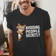 Avoiding People Secretly Cat Introvert Humor Men's V-Neck T-Shirt