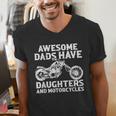 Awesome Dads Have Daughters And Motorcycles Men Fathers Day Men's V-Neck T-Shirt