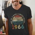 Awesome Since January 1966 60 Year Old 60th Birthday Men Dad Men's V-Neck T-Shirt