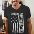 ON Back Awesome Like My Daughters Men Fathers Day Dad Men's V-Neck T-Shirt