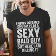 Bald Guy Art For Men Dad Sexy Bald People Bald Man Men's V-Neck T-Shirt