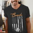 Baseball Coach Dad Like A Normal Dad Only Cooler USA Flag Men's V-Neck T-Shirt