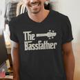The Bassfather Distressed Bass Player Dad Fathers Day Men's V-Neck T-Shirt